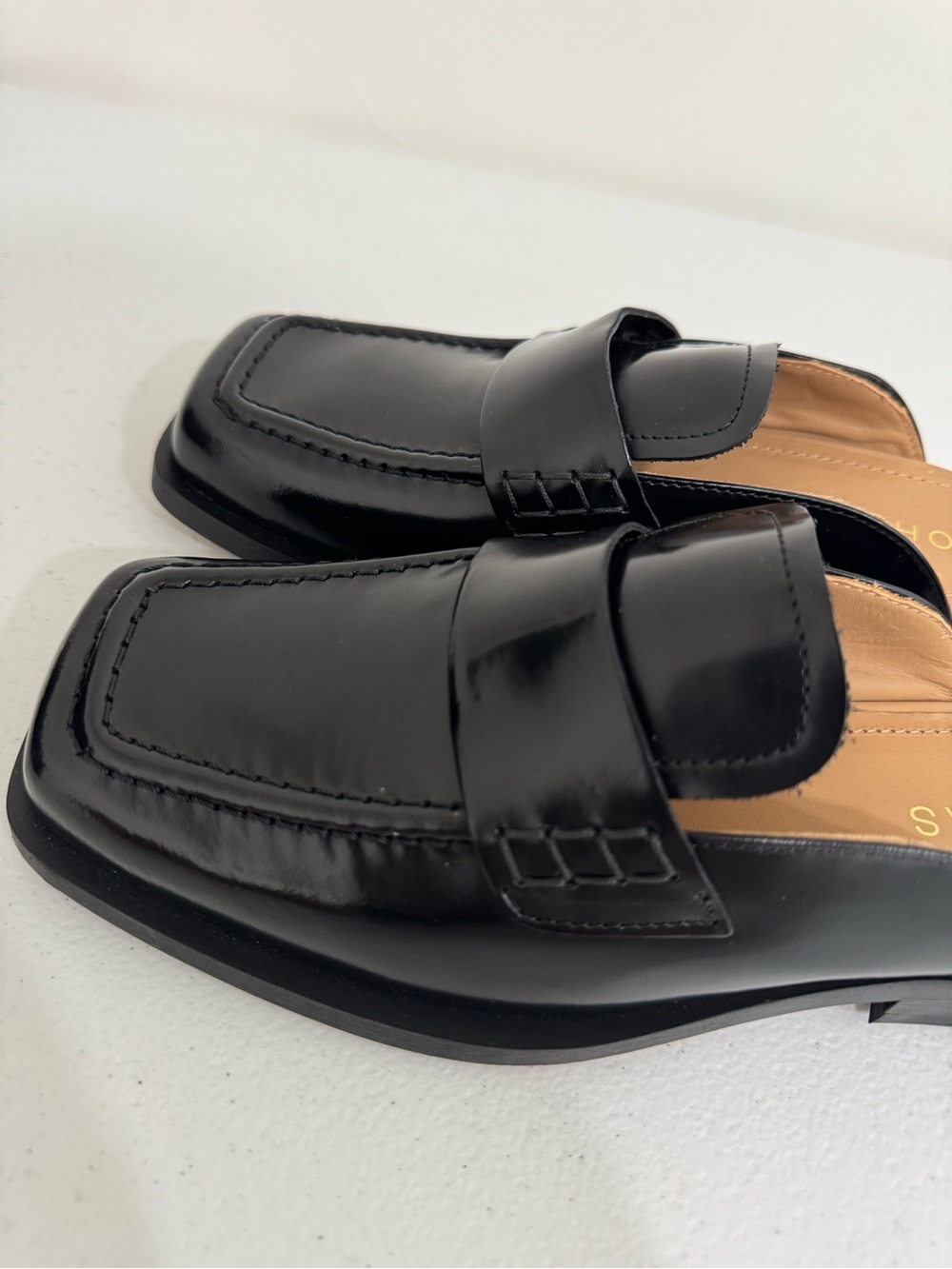 EUC ALOHAS Alfred Black Leather Mule Loafer Women's 38 US 7-7.5 Square Toe - Picture 8 of 12